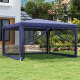 vidaXL Party Tent with 4 Mesh Sidewalls Blue