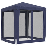 vidaXL Party Tent with 4 Mesh Sidewalls Blue 6.6’x6.6’