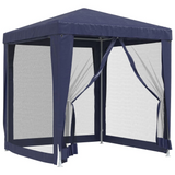 vidaXL Party Tent with 4 Mesh Sidewalls Blue 6.6’x6.6’