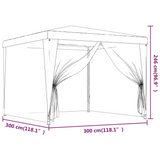 vidaXL Party Tent with 4 Mesh Sidewalls Blue 9.8’x9.8’