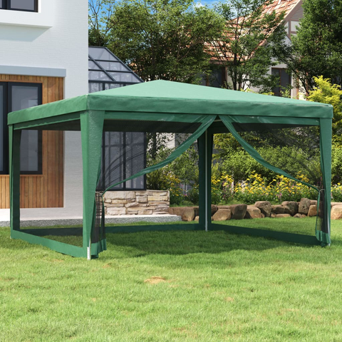 vidaXL Party Tent with 4 Mesh Sidewalls Green