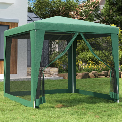 vidaXL Party Tent with 4 Mesh Sidewalls Green 8.2’x8.2’