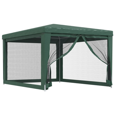 vidaXL Party Tent with 4 Mesh Sidewalls Green