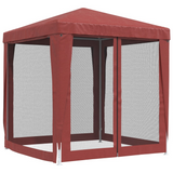 vidaXL Party Tent with 4 Mesh Sidewalls Red 6.6’x6.6’