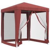 vidaXL Party Tent with 4 Mesh Sidewalls Red 6.6’x6.6’