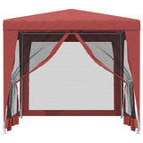 vidaXL Party Tent with 4 Mesh Sidewalls Red 8.2’x8.2’