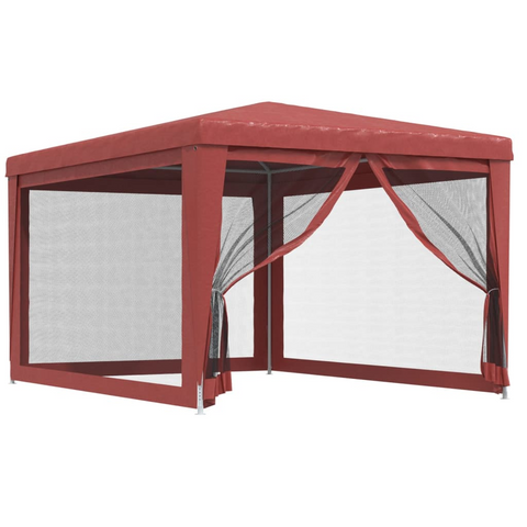 vidaXL Party Tent with 4 Mesh Sidewalls Red 9.8’x13.1’