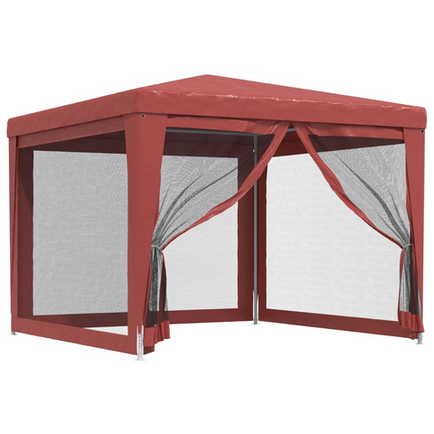 vidaXL Party Tent with 4 Mesh Sidewalls Red 9.8’x9.8’