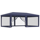 vidaXL Party Tent with 6 Mesh Sidewalls Blue