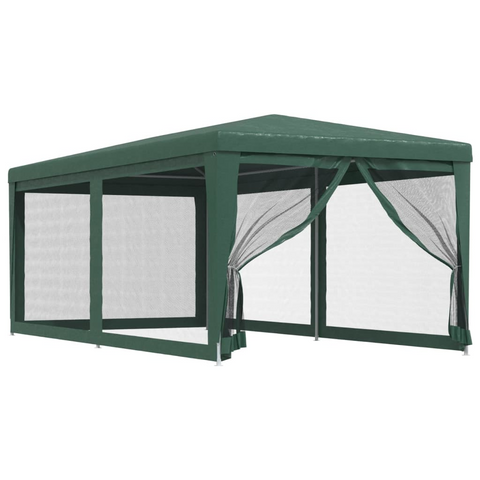 vidaXL Party Tent with 6 Mesh Sidewalls Green