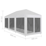 vidaXL Party Tent with 8 Mesh Sidewalls 29.5’ x 9.8’