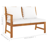 vidaXL Patio Bench 45.1" with Cream Cushion Solid Acacia Wood - WhatYouNeedSales