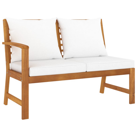 vidaXL Patio Bench 45.1" with Cream Cushion Solid Acacia Wood - WhatYouNeedSales