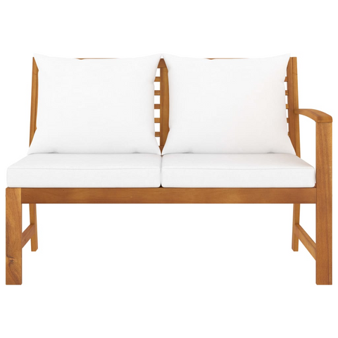 vidaXL Patio Bench 45.1" with Cream Cushion Solid Acacia Wood - WhatYouNeedSales