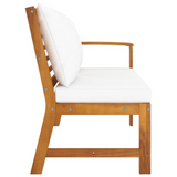 vidaXL Patio Bench 45.1" with Cream Cushion Solid Acacia Wood - WhatYouNeedSales