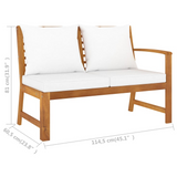 vidaXL Patio Bench 45.1" with Cream Cushion Solid Acacia Wood - WhatYouNeedSales