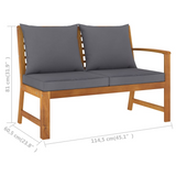 vidaXL Patio Bench 45.1" with Dark Gray Cushion Solid Acacia Wood - WhatYouNeedSales