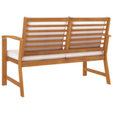 vidaXL Patio Bench 47.2" with Cream Cushion Solid Acacia Wood - WhatYouNeedSales