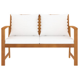 vidaXL Patio Bench 47.2" with Cream Cushion Solid Acacia Wood - WhatYouNeedSales