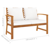 vidaXL Patio Bench 47.2" with Cream Cushion Solid Acacia Wood - WhatYouNeedSales