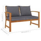 vidaXL Patio Bench 47.2" with Dark Gray Cushion Solid Acacia Wood - WhatYouNeedSales