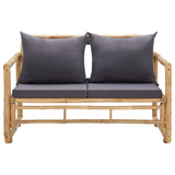 vidaXL Patio Bench with Cushions 45.3" Bamboo - WhatYouNeedSales