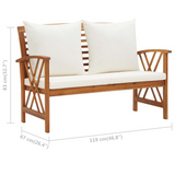 vidaXL Patio Bench with Cushions 46.9" Solid Acacia Wood - WhatYouNeedSales