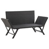 vidaXL Patio Bench with Cushions 69.3" Black Poly Rattan - WhatYouNeedSales