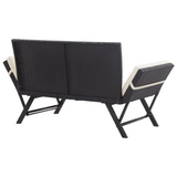 vidaXL Patio Bench with Cushions 69.3" Black Poly Rattan - WhatYouNeedSales