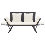 vidaXL Patio Bench with Cushions 69.3" Black Poly Rattan - WhatYouNeedSales