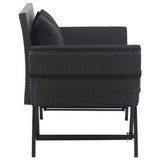 vidaXL Patio Bench with Cushions 69.3" Black Poly Rattan - WhatYouNeedSales