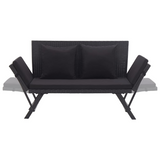 vidaXL Patio Bench with Cushions 69.3" Black Poly Rattan - WhatYouNeedSales