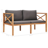 vidaXL Patio Bench with Gray Cushions Solid Wood Teak - WhatYouNeedSales