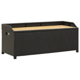 vidaXL Patio Storage Bench 47.2" Poly Rattan Black - WhatYouNeedSales