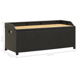 vidaXL Patio Storage Bench 47.2" Poly Rattan Black - WhatYouNeedSales