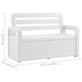 vidaXL Patio Storage Bench 52.2" Plastic White - WhatYouNeedSales