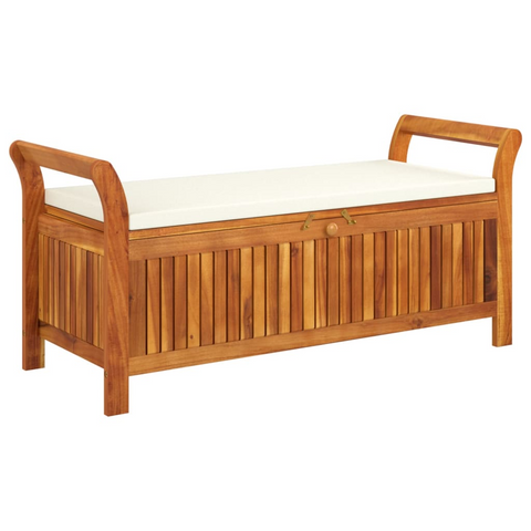 vidaXL Patio Storage Bench with Cushion 49.6" Solid Wood Acacia - WhatYouNeedSales