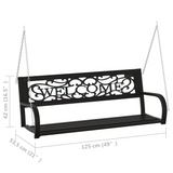 vidaXL Patio Swing Bench 49.2’ Steel and Plastic Black