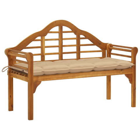 vidaXL Patio Queen Bench with Cushion 53.1" Solid Acacia Wood - WhatYouNeedSales