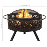 vidaXL Rustic Fire Pit with Poker 29.9’ XXL Steel