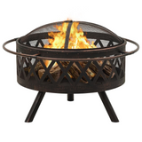 vidaXL Rustic Fire Pit with Poker 29.9’ XXL Steel