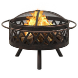 vidaXL Rustic Fire Pit with Poker 29.9’ XXL Steel