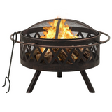 vidaXL Rustic Fire Pit with Poker 29.9’ XXL Steel