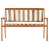 vidaXL Stacking Patio Bench with Cushion 50.6" Solid Teak Wood - WhatYouNeedSales