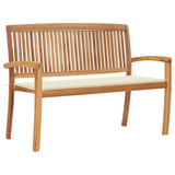 vidaXL Stacking Patio Bench with Cushion 50.6" Solid Teak Wood - WhatYouNeedSales