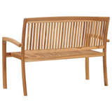 vidaXL Stacking Patio Bench with Cushion 50.6" Solid Teak Wood - WhatYouNeedSales