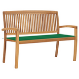 vidaXL Stacking Patio Bench with Cushion 50.6" Solid Teak Wood - WhatYouNeedSales