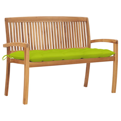 vidaXL Stacking Patio Bench with Cushion 50.6'' Solid Teak Wood - WhatYouNeedSales