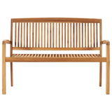 vidaXL Stacking Patio Bench with Cushion 50.6'' Solid Teak Wood - WhatYouNeedSales