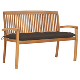 vidaXL Stacking Patio Bench with Cushion 50.6" Solid Teak Wood - WhatYouNeedSales